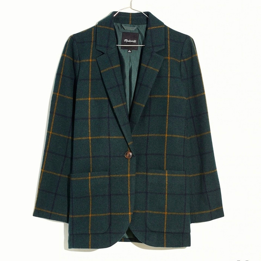 Madewell Green Plaid Larsen Blazer